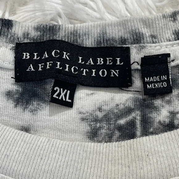 Affliction BLACK LABEL Black and White Tie-Dye Skull T-Shirt MENS 2XL - Picture 7 of 8